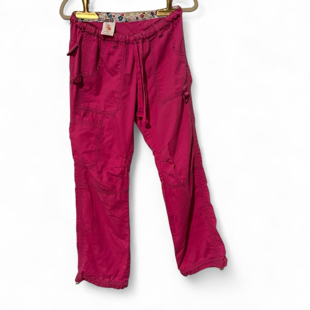 Vintage Koi Y2K pink cargo pants scrubs low rise women’s xs‎